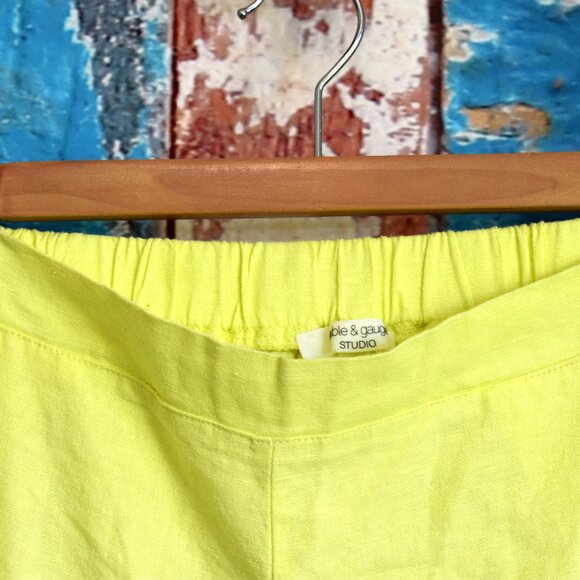 Women's Cable & Gauge Studio Wide Leg Linen Pants Side Slits SMALL Charlock - Picture 3 of 9